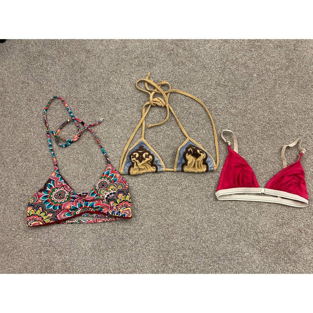 Y2K Aesthetic Bikini Bralette Top 3pc Bundle Womens S Multi Color Excellent Boho